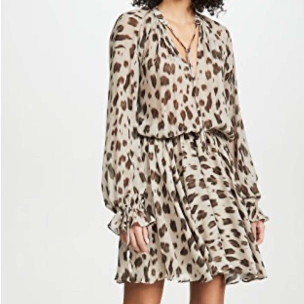 NWT ANINE BING ELLIANA LEOPARD-PRINT SILK DRESS